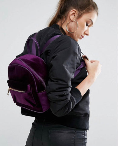 aldo edroiana velvet mini backpack Purple Velvet Backpack – PolliAmore