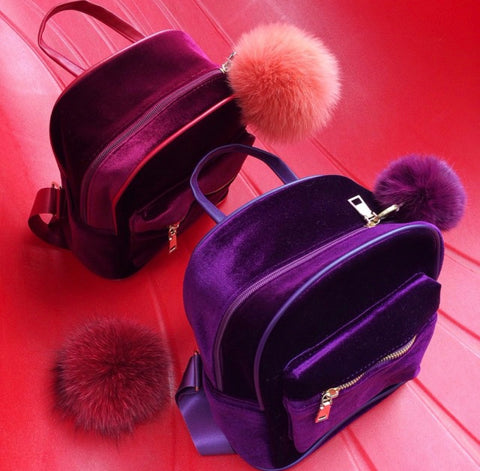 Purple Velvet Backpack