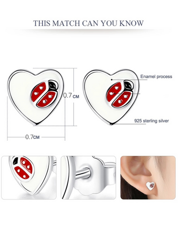 White Heart Earrings