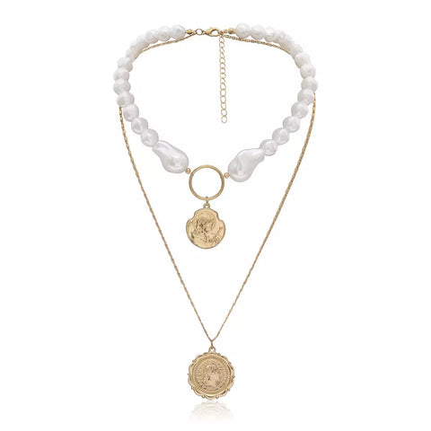 Pearl Gold Coin Necklace