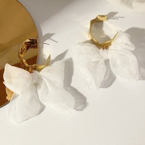 White Bow Earrings