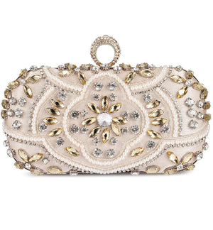 Beige Crystal Wedding Purse